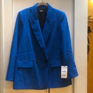 ZARA Bright blue double breasted blazer